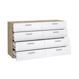 Credenza quercia e bianco lucida 140x40x81h cm 8 cassetti - Phethai