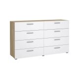 Credenza quercia e bianco lucida 140x40x81h cm 8 cassetti - Phethai
