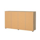 Credenza quercia e bianco lucida 140x40x82h cm 8 cassetti - Aligon