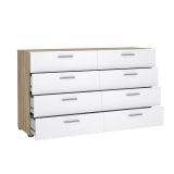 Credenza quercia e bianco lucida 140x40x82h cm 8 cassetti - Aligon