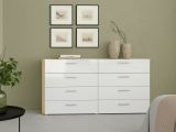 Credenza quercia e bianco lucida 140x40x82h cm 8 cassetti - Aligon