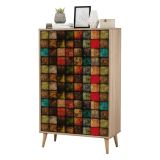 Credenza quercia e multicolore 80x36x127h cm 2 ante - Andalusite