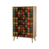 Credenza quercia e multicolore 80x36x127h cm 2 ante - Andalusite