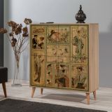 Credenza quercia e multicolore 95x36x111h cm 4 ante - Agyemang