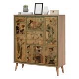 Credenza quercia e multicolore 95x36x111h cm 4 ante - Agyemang