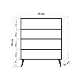 Credenza quercia e multicolore 95x36x111h cm 4 ante - Agyemang