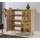 Credenza quercia e multicolore 95x36x111h cm 4 ante - Agyemang
