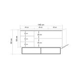 Credenza quercia e nera 140x40x80h cm 3 ante - Ammolite