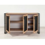 Credenza quercia e nera 140x45x80h cm 3 ante - Arjuna
