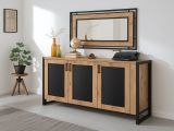 Credenza quercia e nera 140x45x80h cm 3 ante - Arjuna
