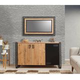 Credenza quercia e nera 140x45x80h cm 3 ante - Yvonne