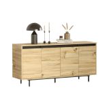 Credenza quercia e nera 160x44x75h cm 4 ante - Kay