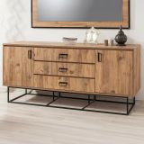 Credenza quercia e nera 180x45x80h cm 2 ante e 3 cassetti - Barrea