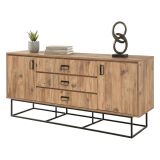 Credenza quercia e nera 180x45x80h cm 2 ante e 3 cassetti - Barrea