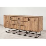 Credenza quercia e nera 180x45x80h cm 2 ante e 3 cassetti - Barrea