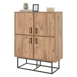 Credenza quercia e nera 93x36x115h cm 2 cassetti - Katmandu
