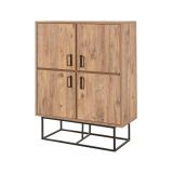 Credenza quercia e nera 93x36x115h cm 2 cassetti - Katmandu