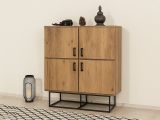 Credenza quercia e nera 93x36x115h cm 2 cassetti - Katmandu