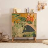 Credenza quercia e verde 95x36x111h cm 4 ante - Agyemang