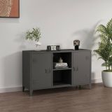 Credenza Ribes, Buffet da soggiorno, Madia da salotto, Dispensa da cucina, 120x40 h73 cm, Ardesia