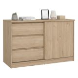 Credenza rovere 118x50x75h cm 1 anta e 3 cassetti - Bebinca