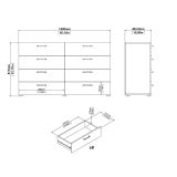 Credenza rovere 140x40x81h cm 8 cassetti - Acetosella