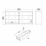 Credenza rovere 143x30x68h cm 6 cassetti - Rick