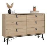 Credenza rovere 150x40x94h cm 6 cassetti - Anturio