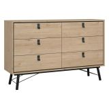 Credenza rovere 150x40x94h cm 6 cassetti - Anturio
