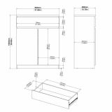Credenza rovere 80x40x100h cm 2 ante e 1 cassetto - Genziana