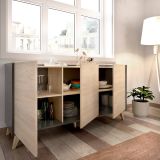 Credenza rovere e antracite 155x43x75h cm 3 ante - Afrodite