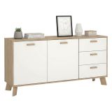 Credenza rovere e bianca 147x39x73h cm 2 ante e 3 cassetti - Pepito