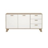 Credenza rovere e bianca 147x39x73h cm 2 ante e 3 cassetti - Pepito