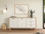 Credenza rovere e bianca 147x39x73h cm 2 ante e 3 cassetti - Pepito