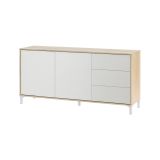 Credenza rovere e bianca 154x41x75h cm 2 ante e 3 cassetti - Ardelia