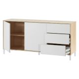 Credenza rovere e bianca 154x41x75h cm 2 ante e 3 cassetti - Ardelia