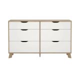 Credenza rovere e bianca 155x39x92h cm 6 cassetti - Chito