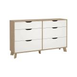 Credenza rovere e bianca 155x39x92h cm 6 cassetti - Chito