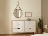 Credenza rovere e bianca 155x39x92h cm 6 cassetti - Chito