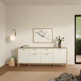 Credenza rovere e bianca 195x39x73h cm 4 ante e 1 cassetto - Wukong