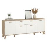 Credenza rovere e bianca 195x39x73h cm 4 ante e 1 cassetto - Wukong