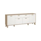 Credenza rovere e bianca 195x39x73h cm 4 ante e 1 cassetto - Wukong