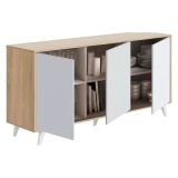 Credenza rovere e bianca moderna 153x39x72h cm 3 ante - Annina