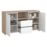 Credenza rovere e bianco lucida 148x48x83h cm 2 ante e 2 cassetti - Alalngar