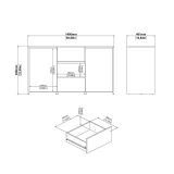 Credenza rovere e bianco lucida 148x48x83h cm 2 ante e 2 cassetti - Alalngar