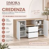 Credenza rovere e bianco lucida 148x48x83h cm 2 ante e 2 cassetti - Alalngar