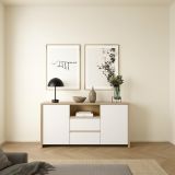 Credenza rovere e bianco lucida 148x48x83h cm 2 ante e 2 cassetti - Alalngar