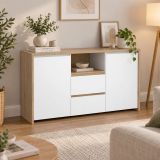 Credenza rovere e bianco lucida 148x48x83h cm 2 ante e 2 cassetti - Alalngar