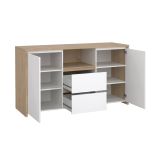 Credenza rovere e bianco lucida 148x48x83h cm 2 ante e 2 cassetti - Alalngar