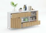 Credenza rovere e bianco lucida 151x41x80h cm 2 ante e 2 cassetti - Atessa